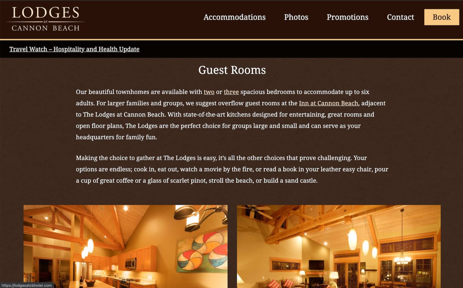 Guest rooms at the Lodges at Cannon Beach